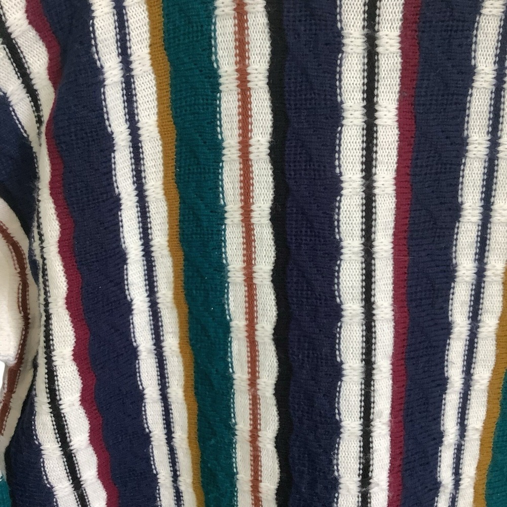 Vintage Mens XL Striped Knit Sweater Retro 90s Colorblock Crewneck Pullover - Picture 5 of 6
